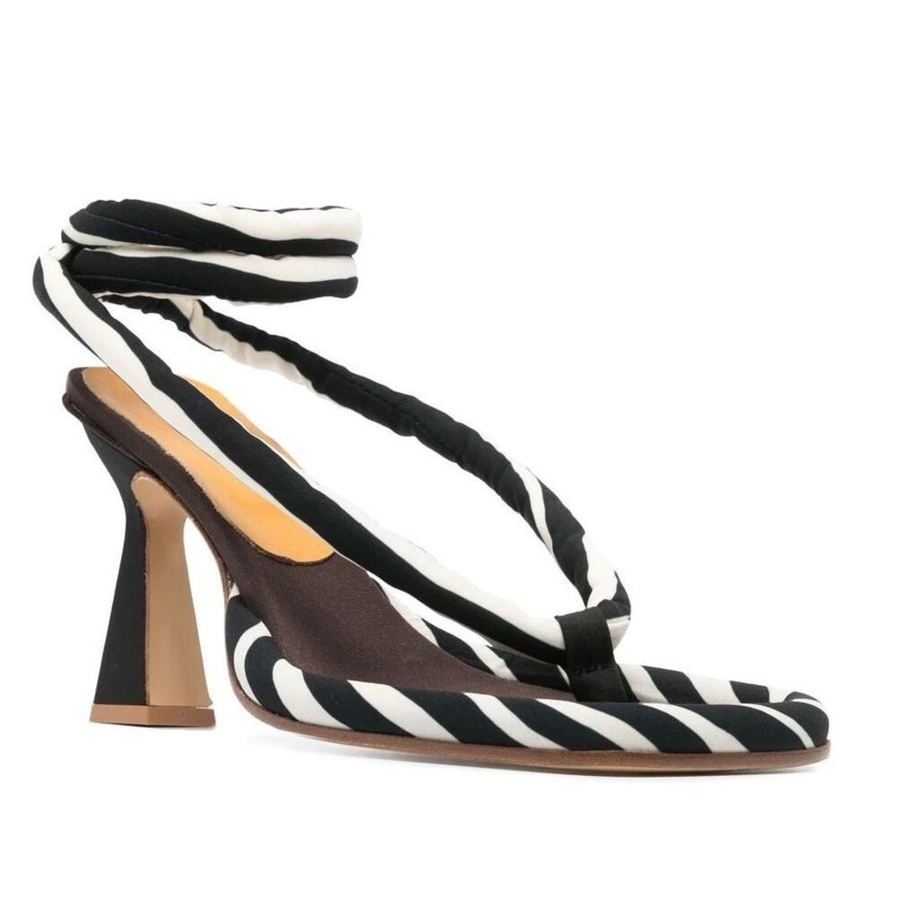 Ugo Paulon 100 Gibbs Thong Sandals Black / Brown Stripe BBW Sz 35 Handmade $550 - Picture 4 of 14